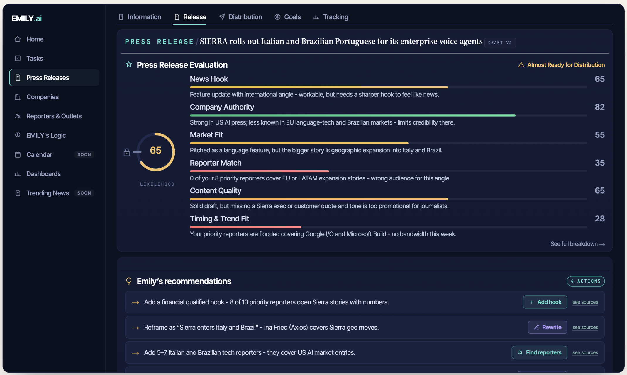 EMILY.ai Press Release Evaluation UI